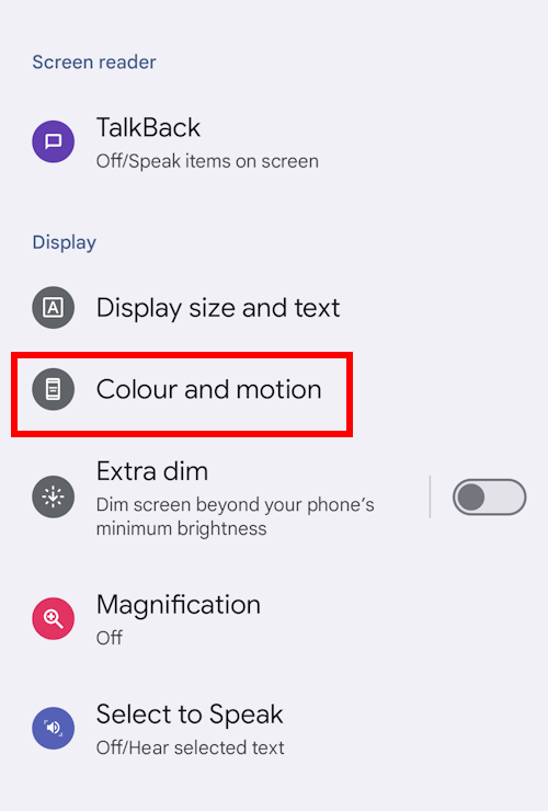 Tap Colour and motion
